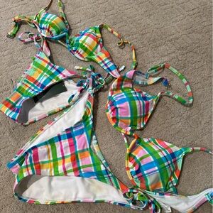 Wild Fable Multicolor Plaid Bikini matching Set of 2 xs and m